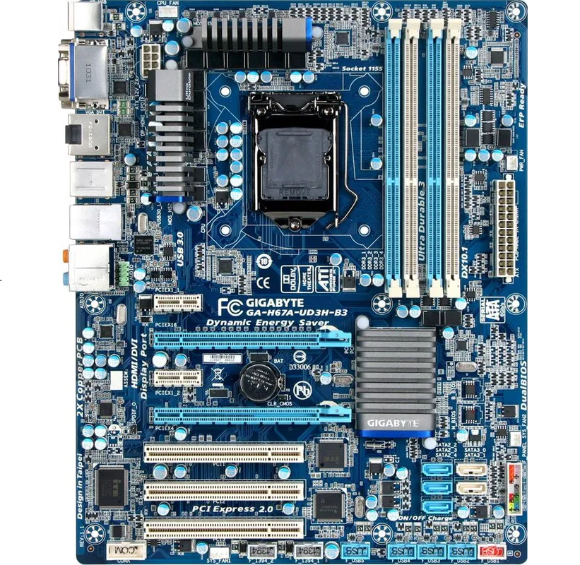مادربرد کارکرده گیگابایت مدل GIGABYTE H67 A-UD3H-B3 DDR3 LGA1155 ATX